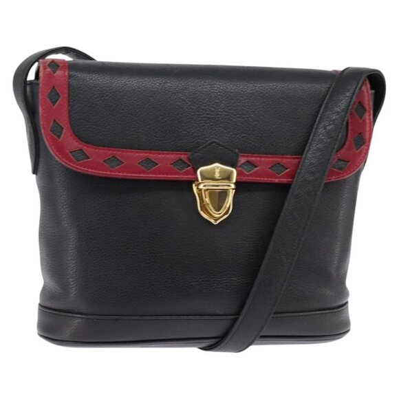 SAINT LAURENT Shoulder Bag Leather Black Gold Auth 148350 - Picture 2 of 16